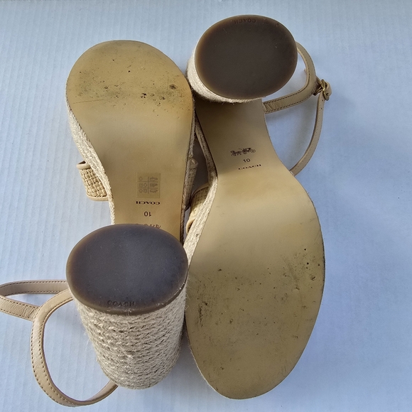 Coach Talia Raffia Platform Sandals Size 10 - Picture 6 of 11